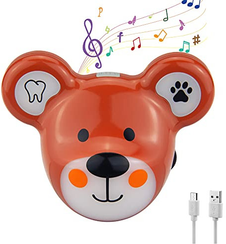 HONWELL Temporizador de Cepillado de Dientes, Temporizador Recargable, Temporizador de Lavado de Manos y Cepillo de Dientes para niños, oso