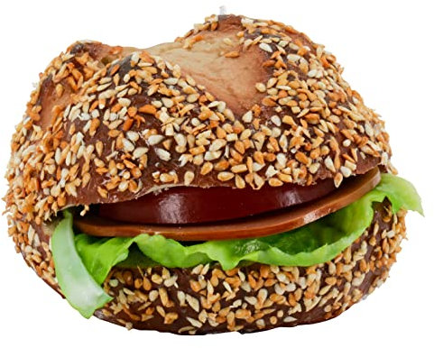 Klocke Dekorationsbedarf Naturgetreue Lebensmittel Attrappe – Künstliche Gerichte - Fastfood & Imbiss – Food Dummy/Plastikessen - Dekoration (Brötchen belegt - 1 Stück - 10 cm)