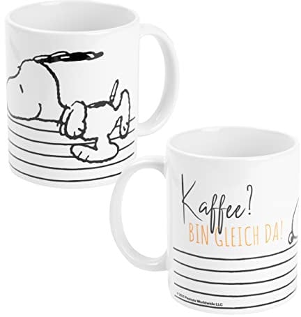 United Labels The Peanuts Tasse 320 ml, Kaffee? Bin gleich da!, Weiß, Kaffeebecher aus Keramik, Kaffeetasse, Snoopy Geschenke