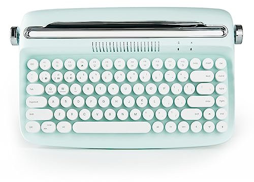 YUNZII ACTTO B303 Clavier sans Fil pour Machine à écrire Bluetooth rétro avec Support intégré pour Multi-appareils (B303, Menthe sucrée)