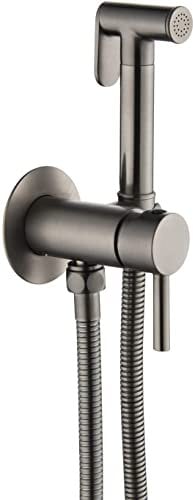 YJYKXP Bidet Sprayer for Toilet, Wall Mounted Hot and Cold Bidet Faucet, Handheld Cloth Diaper Sprayer Kit,Gunmetal Gray