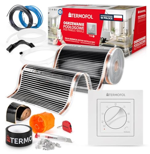 Termofol Elektrische Fußbodenheizung Heizfolie 230V - mit Thermostat H3 Weiß - Leistung 220 W/m2 - Oberfläche 2,5m² - Fussbodenheizung Elektrisch Komplettset fur Fußboden-, Wand- oder Deckenheizung