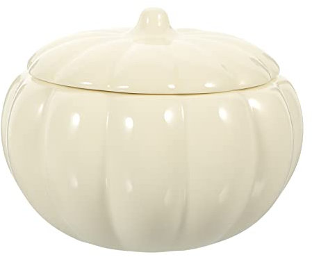 Cabilock Barattolo in porcellana a forma di zucca per la casa, colore bianco