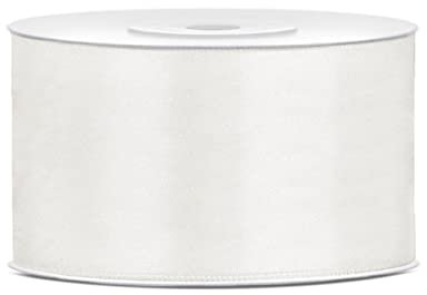 25 Meter Satinband Cremeweiß Breite 50mm Schleifenband Satin Dekoband weißes Geschenkband Deko Band 5cm Hochzeit Weihnachtsdeko Geschenkverpackung
