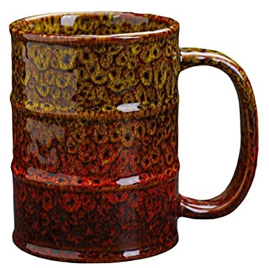 YlobdolY Tazza di caffè Grande in Ceramica da 600 ml con Manico, Tazza di tè Vintage a Forma di barile, Tazze Swig per L'Ufficio e la casa, Uomini e Donne, Giallo Rosso