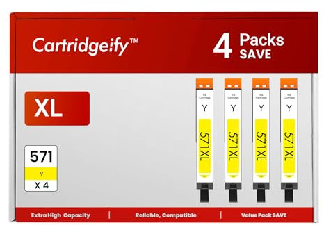 Cartridgeify 4X CLI-571XL Gelb Druckerpatronen Kompatibel mit Canon CLI-571 Y Patronen Multipack, für PIXMA MG5750 MG5751 TS5050 TS5055 TS6050 MG5752 MG5753 MG6850 MG6850 MG6852 TS5051