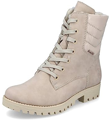 Rieker Damen Schnürstiefeletten 78520, Frauen Stiefeletten,Kurzstiefel,uebergangsschuhe,uebergangsstiefel,schnürboots,beige (62),41 EU / 7.5 UK