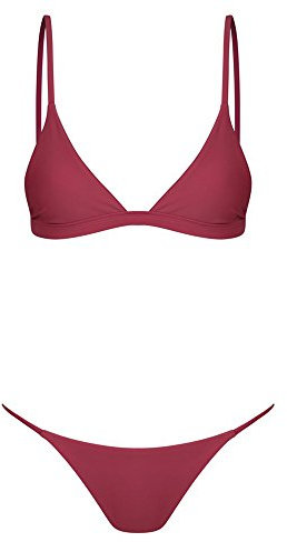 Yowablo Beachwear Bikini Set Damen Bandeau Bandage Bademode Badeanzug Push-Up Brasilianische Bademode Tankinis Set Stoppuhr Armband (M,Wein Rot)