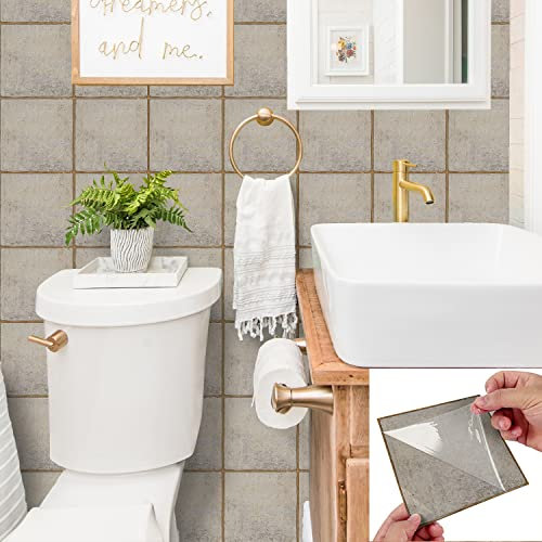 Alwayspon braune Steinoptik Fliesenaufkleber, zum Abziehen und Aufkleben, selbstklebende Spritzschutz, Kamin, Treppen, Fliesen-Aufkleber, zum Aufkleben auf Fliesen für Küche, Badezimmer, Wand