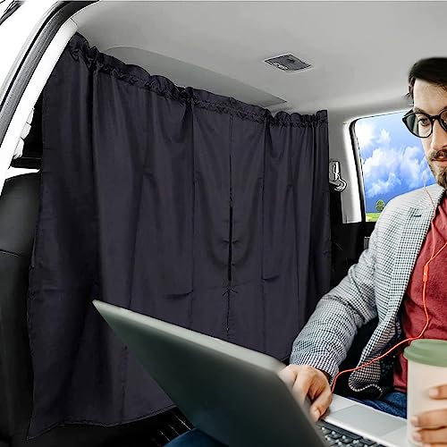 Auto Trennvorhänge Sonnenschutz, 140 x 80 cm Auto Trennvorhang Blickdicht, Auto Sichtschutz Vorhänge, Abnehmbare Auto Trennvorhang für Auto Vorne Hinten Seitenfenster
