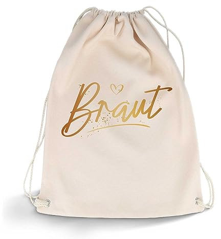 GRAVURZEILE Bedruckter Turnbeutel - Braut Design - Sportbeutel Rucksack Daypack Gymbag mit Kordelzug - für Sport & Freizeitaktivitäten - für Junggesellinnenabschied - 12 Liter 33x45 cm