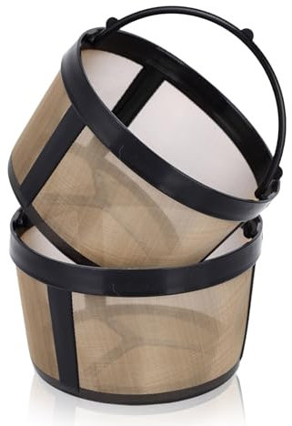 HESSION Permanent Coffee Filter 8-12 Cup Basket Fits Mr Coffee Filter Basket Gold Coffee Filter Basket 2 Pack