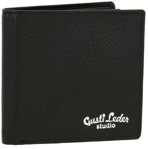 Gusti Geldbörse Leder - Evran Herren Portemonnaie Geldbeutel Brieftasche Schwarz Leder