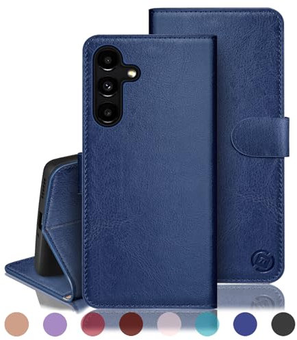 RingPi für Samsung Galaxy A54 5G Handy Hülle PU Leder[RFID Schutz] Handyhülle Lederhülle Klapphülle Kartenfach Stoßfeste Schutzhülle Leather Flip Cover für Samsung A54 Wallet Phone Case,Blau