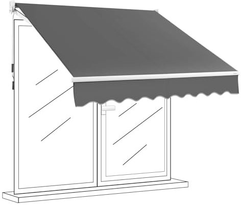 GOPLUS Gelenkarmmarkise, 245 x 200 cm Gelenkmarkise, Markise Balkon, Terrassenmarkise mit 5-60° einstellbare Winkel, UV-beständig & wasserabweisend, Sonnenschutz mit Handkurbel, Alu/Polyester, Grau
