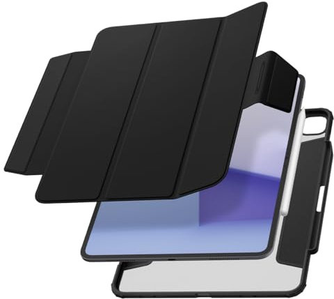 Spigen Funda AirSkin Pro Compatible con iPad Pro 13 Pulgadas 7ª Generación M4 (2024) Funda con Cubierta Magnética Removible y Soporte para lápiz Apple - Negro