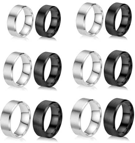 Happtkey 18 Stück Edelstahl Ringrohlinge 8mm Glatte Inlay Fingerringe Rund Massives Metall Größe 6/7/8/9/10/11 Komfortabler Schlichter Gebürsteter Matt Polierter Silber Ehering zur Schmuckherstellung