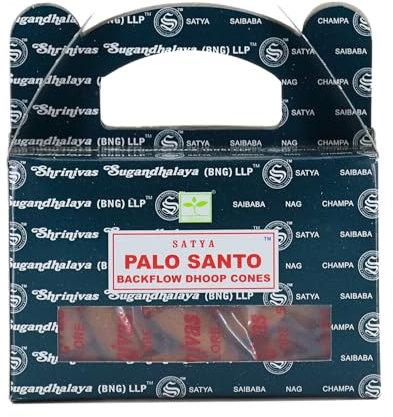 Rückfluss Räucherkegel für den Wasserfall Effekt, 24 handgerollte Kegel aus Indien für Entspannung und Meditation, auch im 3er Set (Palo Santo)