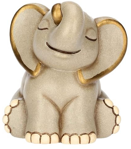THUN, Elefante Elly in Ceramica Decorata a Mano, Versione Piccola, 7.5 x 7.3 x 8.6 cm h