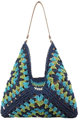 Pzuryhg Trendige gewebte Geldbörse, Sling-Tasche, Strand-Ready, gewebte Tragetasche, Webtasche für Damen, modische Schultertasche, Sommertasche für Ausflüge, modische Umhängetasche für Ausflüge,