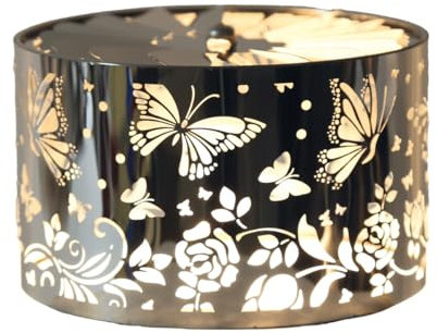Woodbridge Karusellschirm für Duftkerzen | Butterfly - Silver | Kerzen Accesoires | Rotierender Kerzenschirm für Duftkerzen im Glas