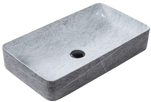 Aufsatzwaschbecken Keramik Granit-Optik grau 61 x 35 cm Artaj