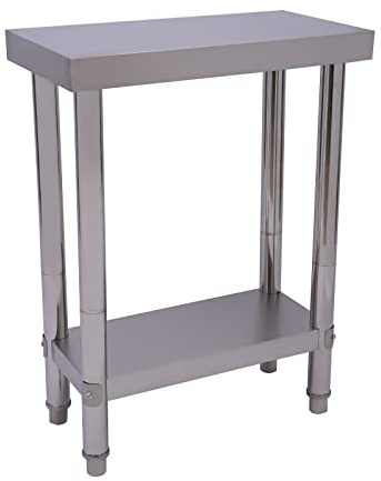 BJTDLLX Edelstahl Arbeitstisch 2 Etagen Küche Arbeitsplatte 60x30x85cm Zubereitungstisch Outdoor Zerlegetisch Arbeitsplatte Kommerzielle Heavy Duty Arbeitstisch, Belastbarkeit 300kg