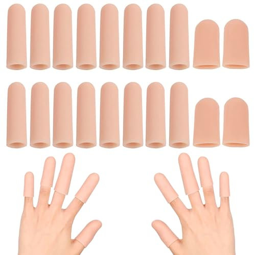 ZKGYUS 20 piezas Protector de Dedos Gel Funda Finger Protector Casquillos Dedos Mano de Silicona Manga de Dedos,para Agrietamiento de Dedo Gatillo de Dedo (Grande + pequeño)