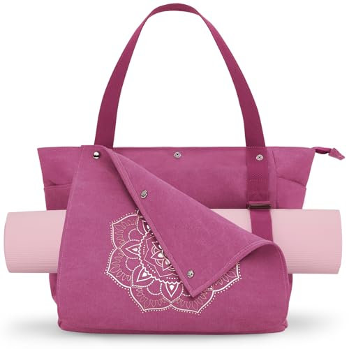 Gonex Yogatasche, Yogamatte Tasche mit Mehreren Taschen für Damen und Herren, Canvas wasserdichte Tote Einkaufstasche, Matte Einfach Herausnehmen für Pilates, Reisen, Training, Büro