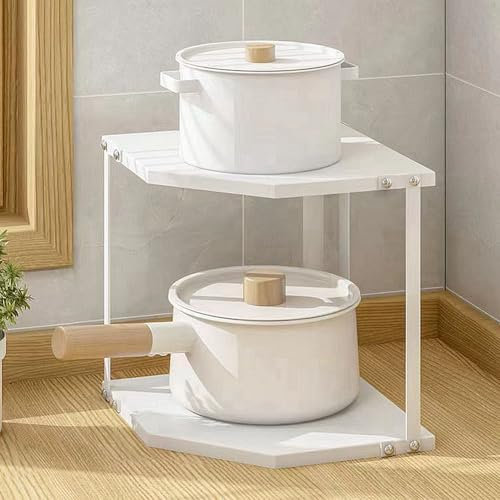 Piano di lavoro da cucina, aromi, scaffale angolare, portaspezie, oltre al forno, accessori da cucina e coperchio per pentole, multifunzionale, rettangolare, in ferro, organizer da scrivania (bianco,