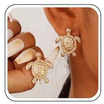 Inilbran Boho Schildkröte Ohrringe Vintage Schildkröte Ohrringe Süße Schildkröte Kleine Ohrstecker Sommer Strand Ozean Schildkröte Tier Ohrringe Für Frauen (Gold)