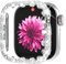 WINGLE Bling Bumper Schutzhülle für Apple Watch Serie 10, 42 mm, 4-blättriges Kleeblatt, Diamant-Schutzhülle für Damen, iWatch, harter PC-Rahmenschutz für Apple Watch 10, 42 mm, Spitzenkante, Silber