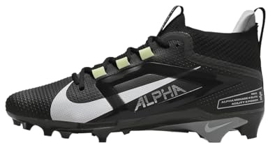 Nike Alpha Menace 4 Elite Football Cleats (FD7036-600, University Red/Team Red/Black/White), Schwarz/Hellrauchgrau/Metallic-Silber/Weiß, 45.5 EU