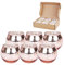 Hiseng 6 pièces Photophore Verre Rond Bougeoir Votif Porte-Bougie Votif pour Bougies Chauffe-Plat pour Décoration de Noël, Maison, Mariage, Fête et Décoration de Table (Rose)