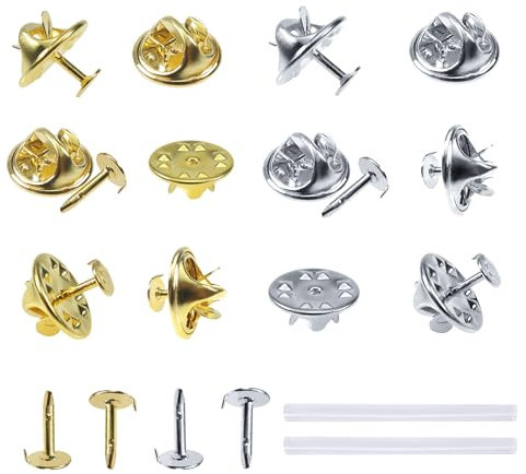 TOAOB 60 Paires Fermoir Pins Papillon Embrayage Attaches Pins en Laiton Boutons 11.5 x 8 mm Argent Or avec Vierge Pin's pour Fournitures de Broches Vetement L'artisanat Fabrication Bijoux