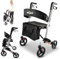 ISICARE Rollator Premium leicht faltbar Aluminium, nur 6,5 Kg, Gehhilfe mit Rädern Senioren, Leichtgewichtrollator klappbar, Laufhilfe Erwachsene, Gehwagen Innen, Draußen & Kofferraum (Silber)