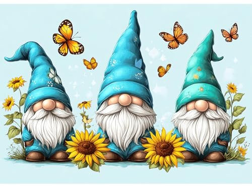 QENSPE Niedlicher Gnom Diamond Painting Set für Erwachsene, 5D Diamond Painting Schmetterling Diamond Art mit Werkzeugen, Kristall Diamant Kunst DIY Handwerk für Haus Zimmer Wand Dekor 30x40cm