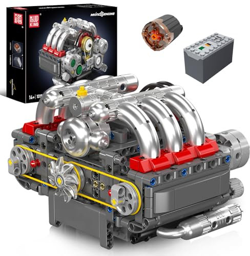 Mould King 10193 Technik Motor Bausteine Spielzeug Kit, 609 Stück Boxermotor Klemmbausteine Bausatz Modell, Spielzeug Geschenk Sammlerstücke für Jungen Mädchen