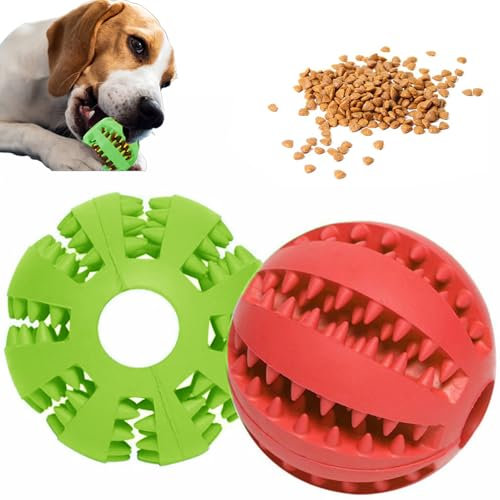 Roysmart 2 bolas de juguete para perros, pelotas robustas, con función de cuidado dental, juguete resistente a las mordeduras, goma natural para perros pequeños (7 cm)