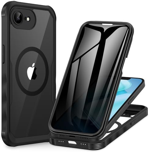 CENHUFO Sichtschutz Hülle für iPhone 16E / iPhone 17E [Kompatibel mit MagSafe] Eingebautem 9H Panzerglas Privacy Displayschutz 360 Grad Handyhülle Magnetisch Schutzhülle Stoßfest Cover Case -Schwarz