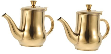 Cabilock 2 Pz bollitore per salsa di soia bottiglie olio di cocco tazza olio d'oliva olio d oliva contenitori contenitore da cucina bottiglia per versare l'olio Acciaio inossidabile Golden