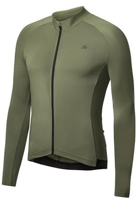 DANISH ENDURANCE Men's Cycling Jersey, Long Sleeve Cold Weather Mountain Bike Jersey for Long Distance Cycling, Olive, XXL