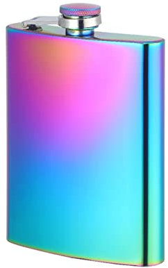 Hip Flask 8Oz Portable Wine Pot Stainless Steel Hip Flask Flagon for Whiskey Mini Bottle Rainbow Drink Pot Drinkware Outdoors Hip Flasks for Women(Rainbow)