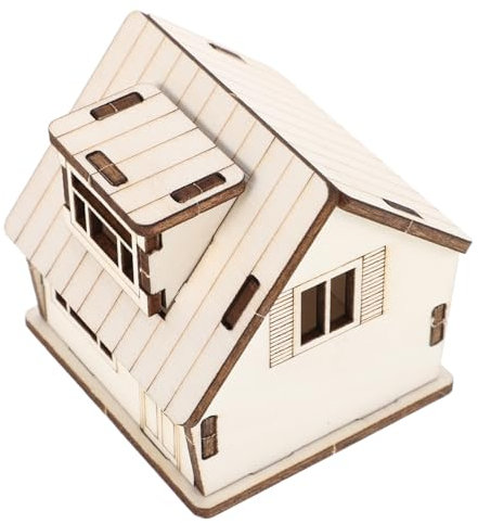 Abaodam Miniatur-Holzhaus-Modell Winzige Häuser Tiny House Puppenhaus Dekor Haus Dekor Mini Miniatur Gebäude Haus Mini Zimmer Bausatz Architektonische Modelle Modellszene Beige