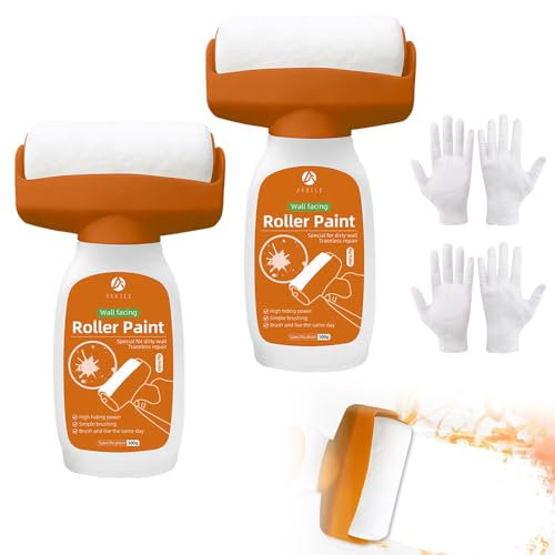 KBIBCK 2 Pcs Wall Repair Rolling Brush, Wall Repair Paste Roller, Wall Repair Roller Paint White, Roller Wall Patching Brush, Multi-Functional Wall Repair Tool for Graffiti, Scratches, Stains, Cracks