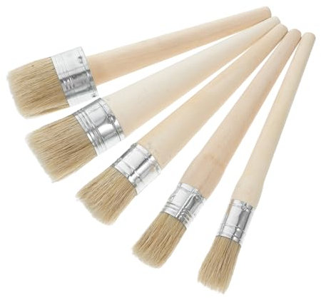 NUOBESTY Chalk Paint Brushes for Furniture Brushes Set Soft Bristles Ergonomic Long Handle Anti-slip Wooden Handle for Decorative Projects