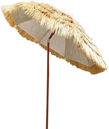 VGVSBG Ombrellone da Balcone da 2,0 m, ombrellone da Giardino in Legno a 8 Stecche Idrorepellente in Stile Hawaiano con Borsa da Trasporto per Spiaggia/Piscina/Patio O