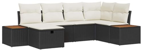 vidaXL Gartensofa-Set Schwarz Poly-Rattan