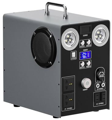HTDRE Estación de energía portátil de 1000 W, generador Solar de Respaldo, con luz LED y Altavoz Bluetooth, Ideal para emergencias en casa, Camping o Viajes en Autocaravana (220 V/1000 W ~ 1087 WH)