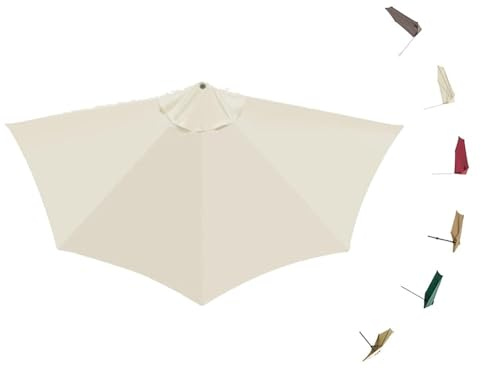 RTVGNSZSJL Sonnenschirm Halbrund Ersatzbezug 270/300cm 5 Streben Halbschirm Für Den Außenbereich Halber Sonnenschirm Ersatzdach Wasserdicht Schirmbezug(Beige,300cm/10ft)